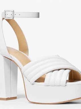 Michael Kors White Quilted Platform Ankle-Strap platform shoes